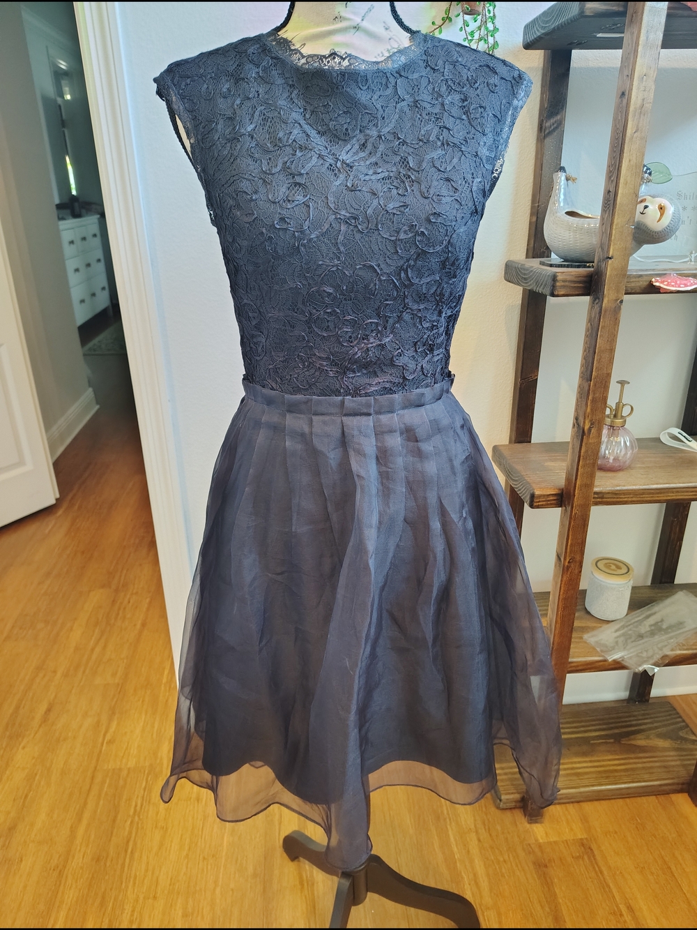 Ted Baker London Navy Lace & Chiffon Mini Dress